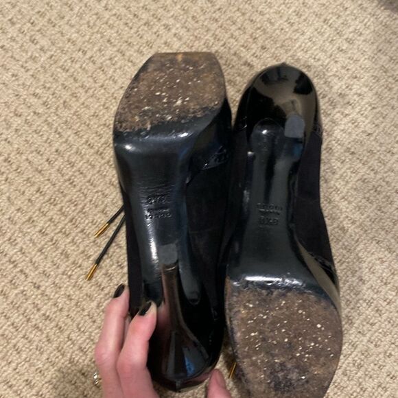 Gucci black Vintage Lace Up Platform Collegiate Women's Shoes Size 8.5 - Picture 7 of 9